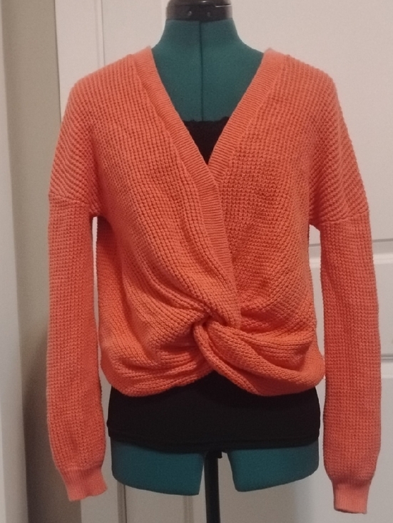 Banana Republic Sweaters - Banana Republic Coral Orange Twist-Front V-Neck Sweater